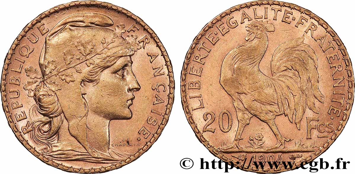20 francs or Coq, Dieu protège la France 1904 Paris F.534/9 TTB