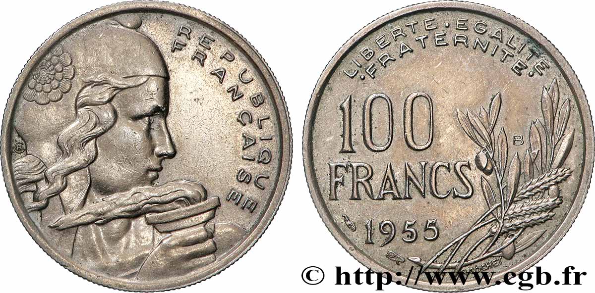 100 francs Cochet 1955 Beaumont-le-Roger F.450/7 fVZ