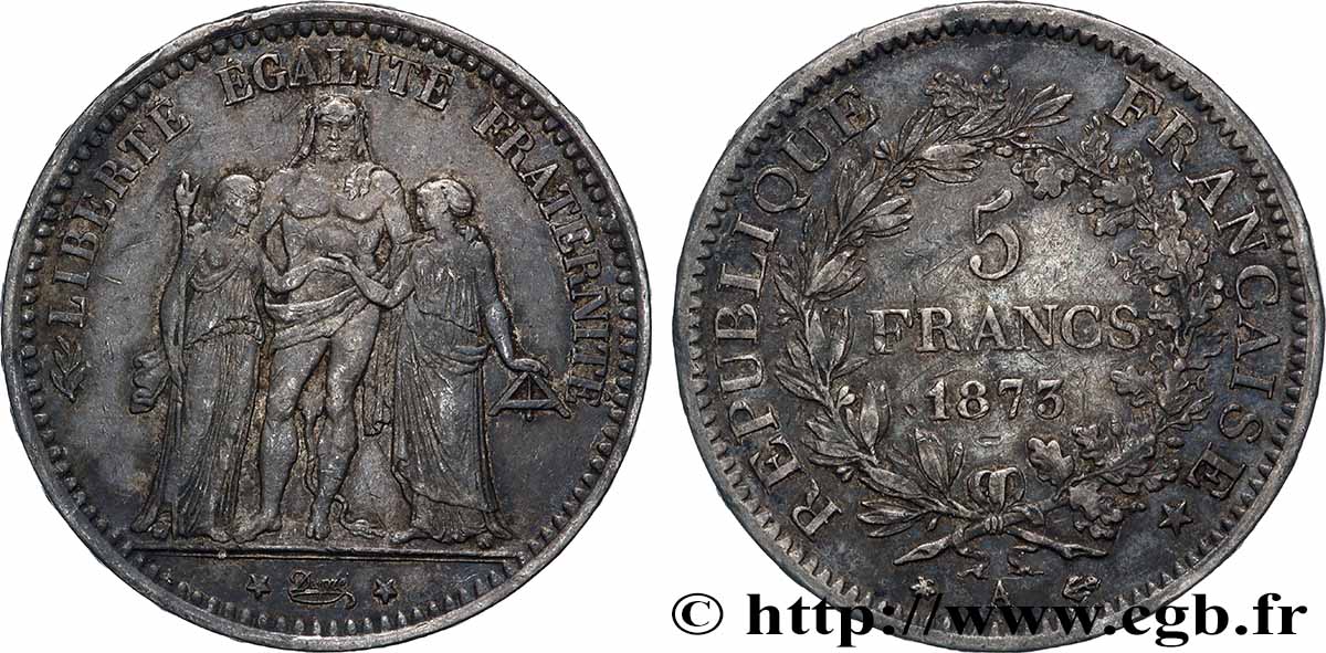 5 francs Hercule 1873 Paris F.334/9 XF