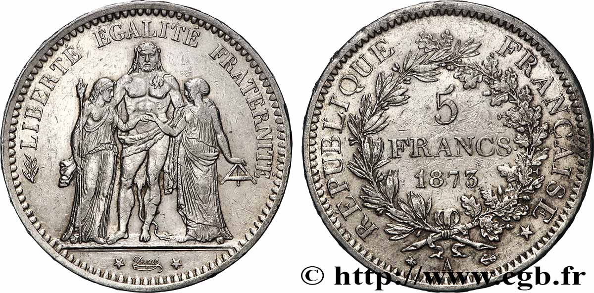 5 francs Hercule 1873 Paris F.334/9 XF