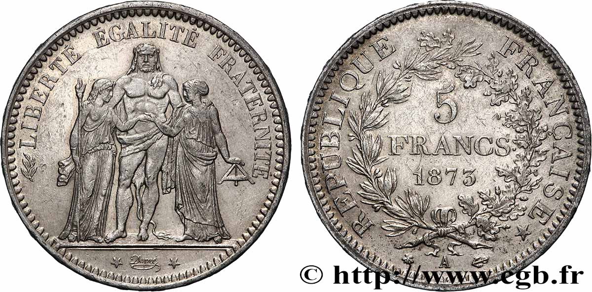 5 francs Hercule 1873 Paris F.334/9 MBC