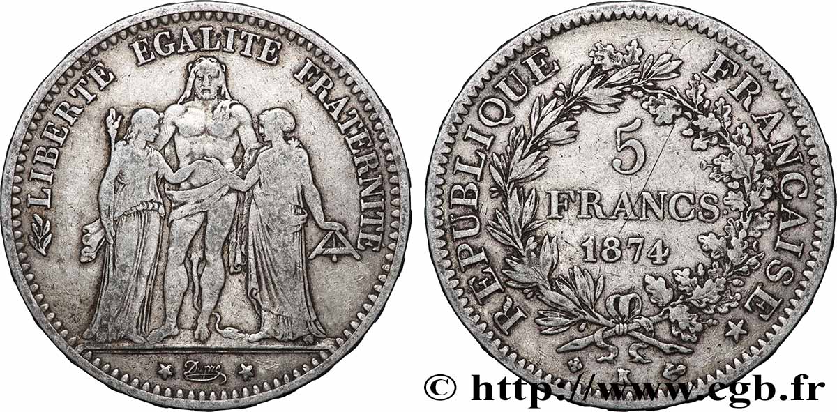 5 francs Hercule 1874 Bordeaux F.334/13 TB