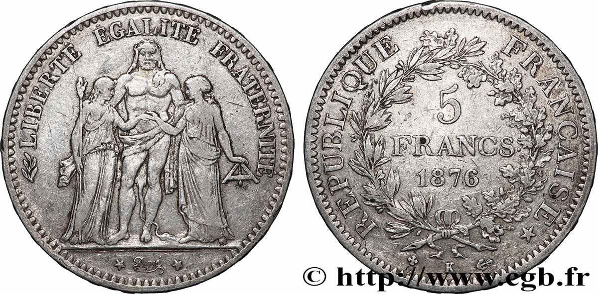 5 francs Hercule 1876 Bordeaux F.334/18 TB