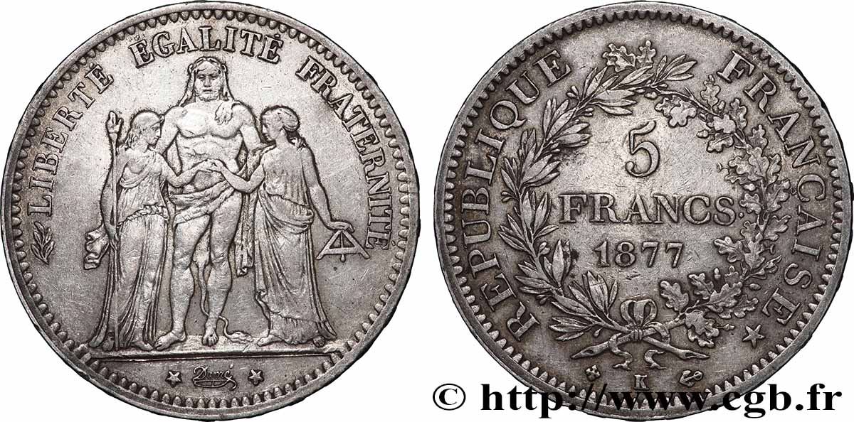 5 francs Hercule 1877 Bordeaux F.334/20 fSS