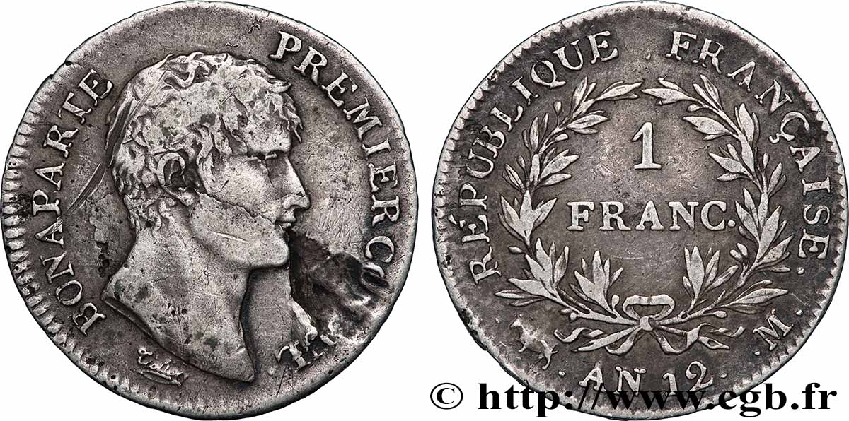1 franc Bonaparte Premier Consul 1804 Toulouse F.200/16 TB