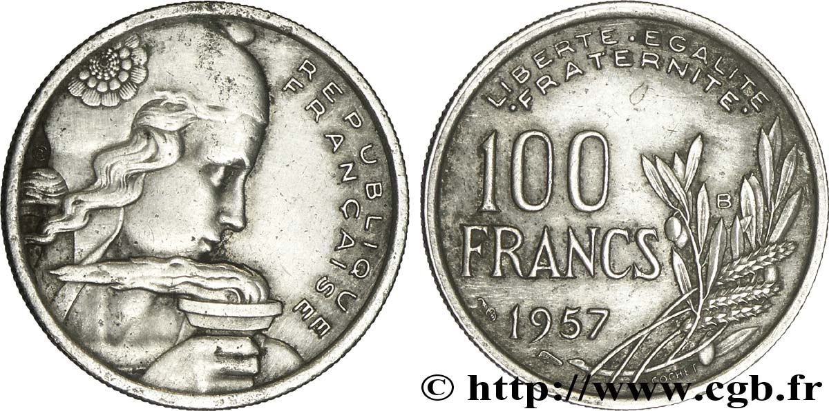 100 francs Cochet 1957 Beaumont-le-Roger F.450/11 TTB40 