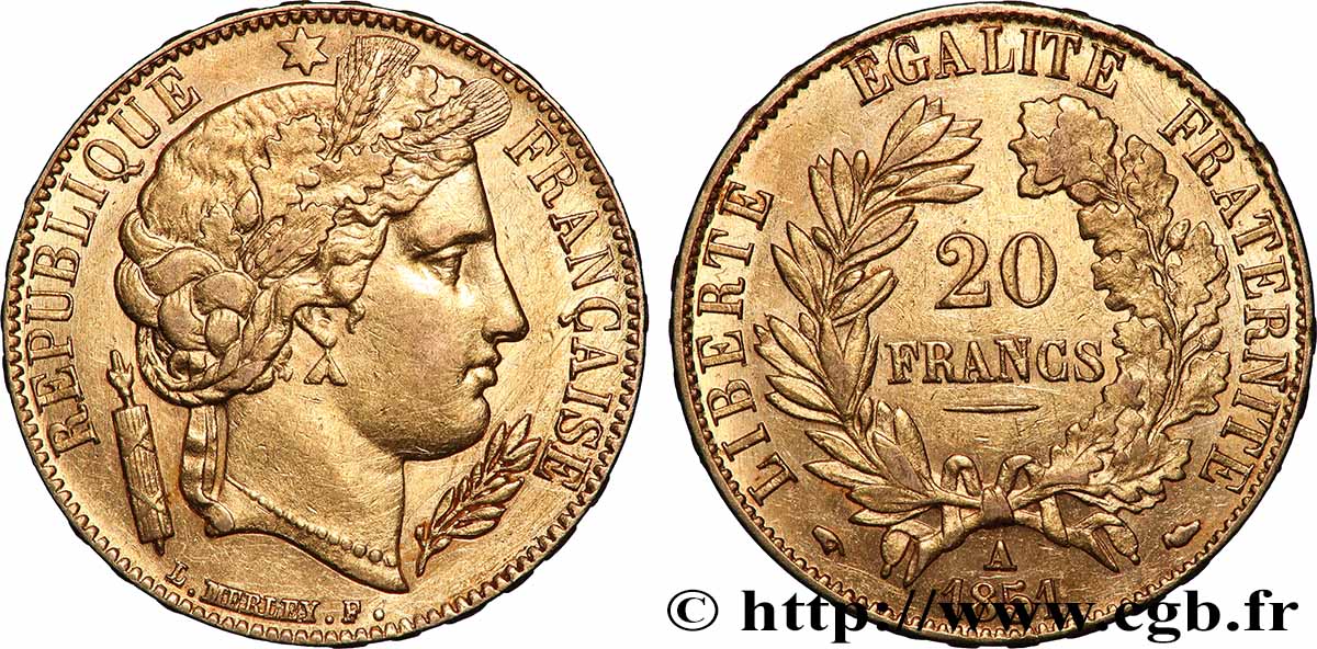 20 francs or Cérès 1851 Paris F.529/4 AU