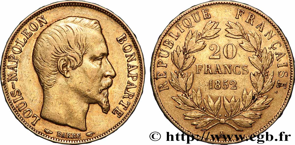 20 francs or Louis-Napoléon 1852 Paris F.530/1 BB