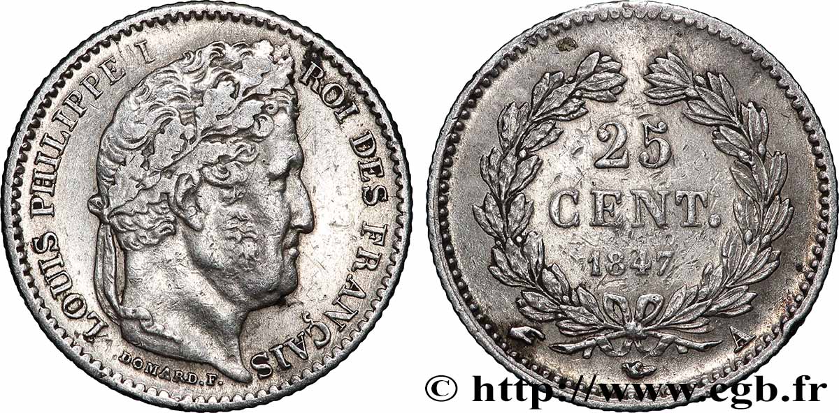 25 centimes Louis-Philippe 1847 Paris F.167/9 XF