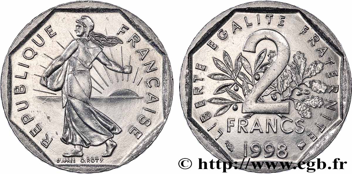 2 francs Semeuse, nickel 1998 Pessac F.272/26 VZ