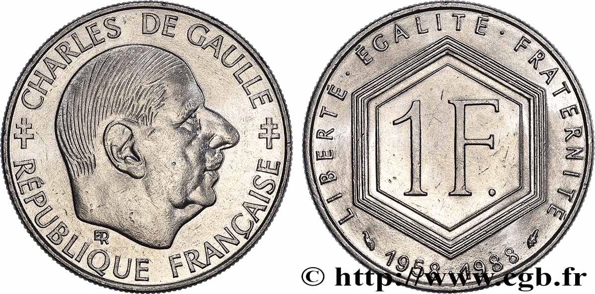 1 franc De Gaulle 1988 F.227/2 SUP+