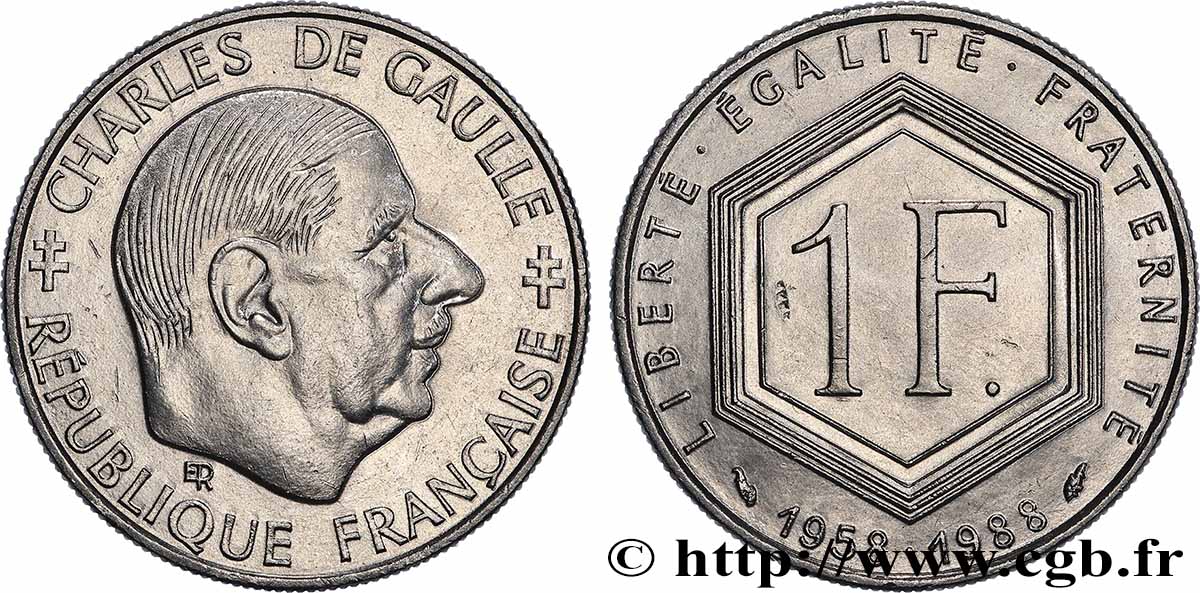 1 franc De Gaulle 1988 F.227/2 VZ+