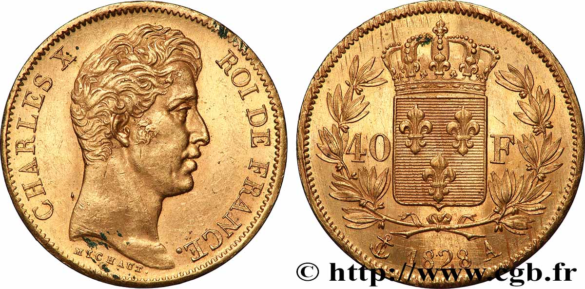 40 francs or Charles X, 2e type 1828 Paris F.544/3 TTB+