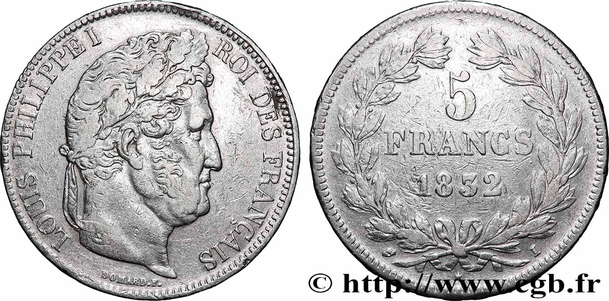 5 francs, IIe type Domard 1832 Limoges F.324/6 TB+