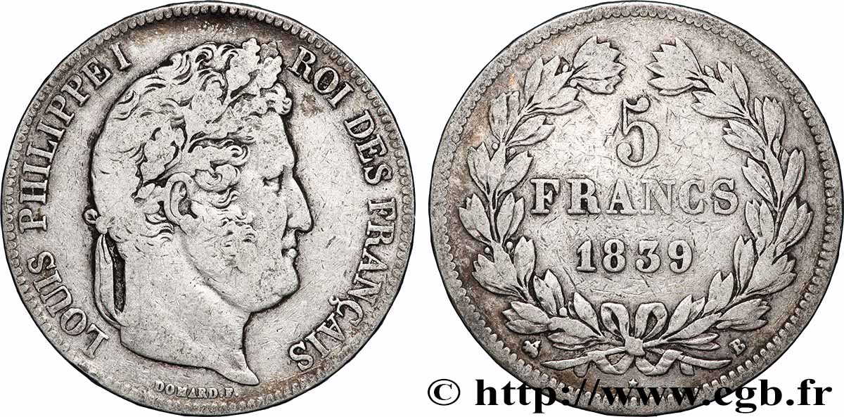 5 francs IIe type Domard 1839 Rouen F.324/76 TB