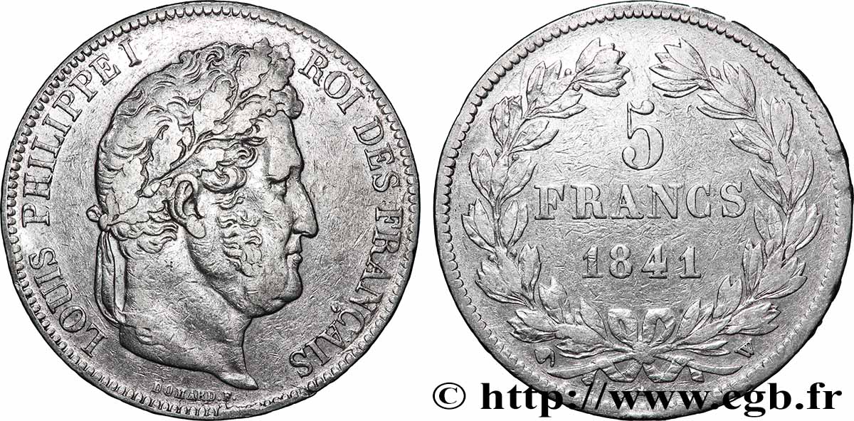 5 francs IIe type Domard 1841 Lille F.324/94 TB+