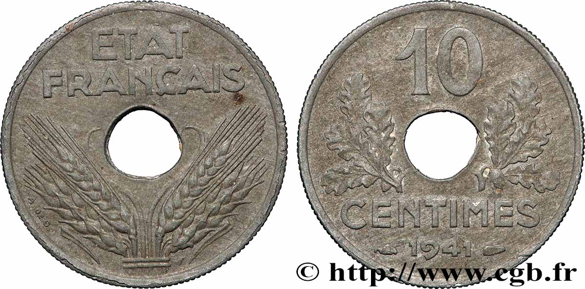 10 centimes État français, grand module 1941 Paris F.141/2 AU