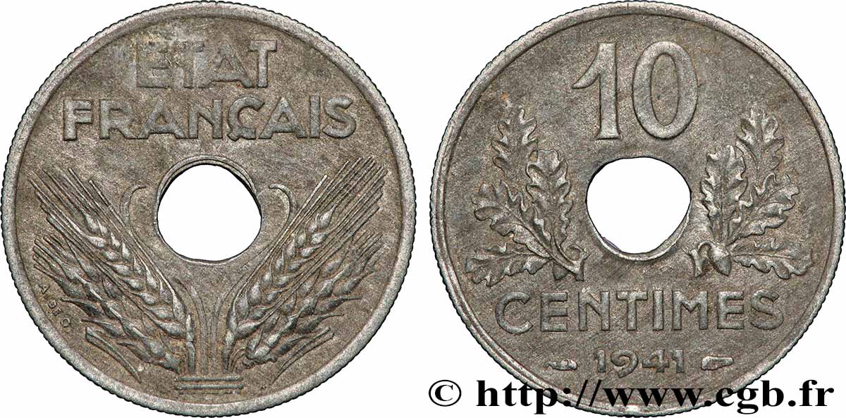 10 centimes État français, grand module 1941 Paris F.141/2 fVZ