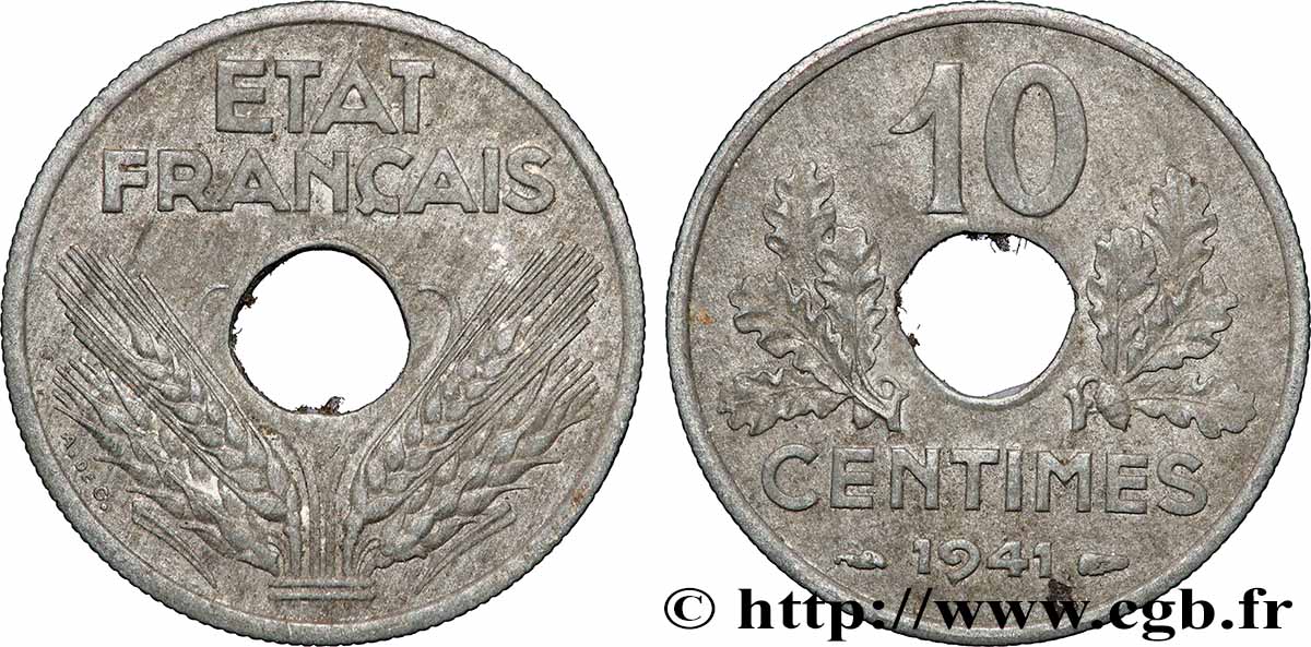 10 centimes État français, grand module 1941 Paris F.141/2 AU