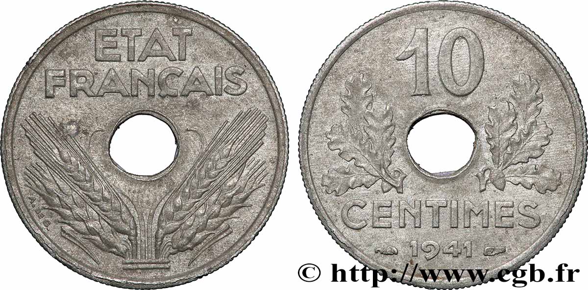 10 centimes État français, grand module 1941 Paris F.141/2 TTB+