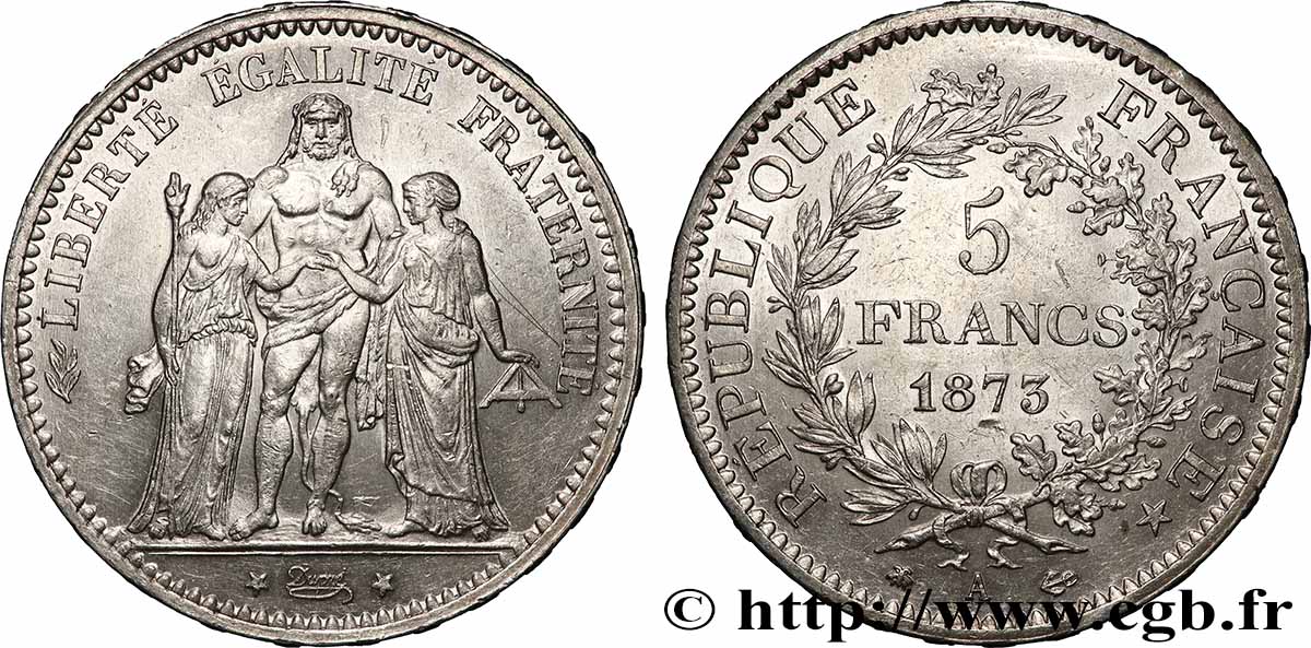 5 francs Hercule 1873 Paris F.334/9 VZ
