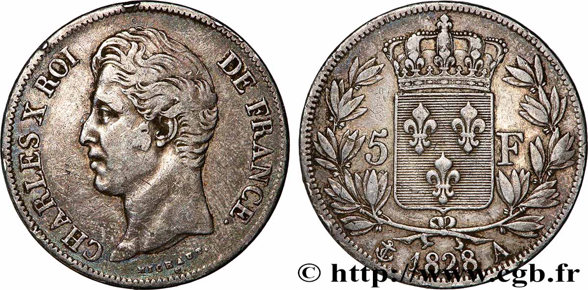 5 francs Charles X, 2e type 1828 Paris F.311/14 VF