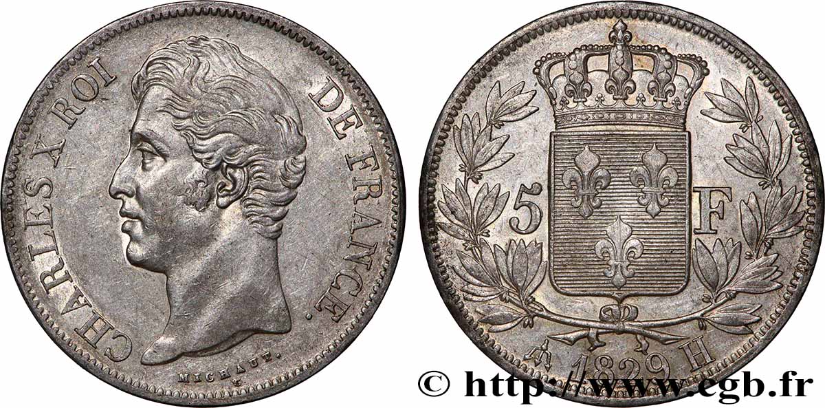 5 francs Charles X, 2e type 1829 La Rochelle F.311/31 AU