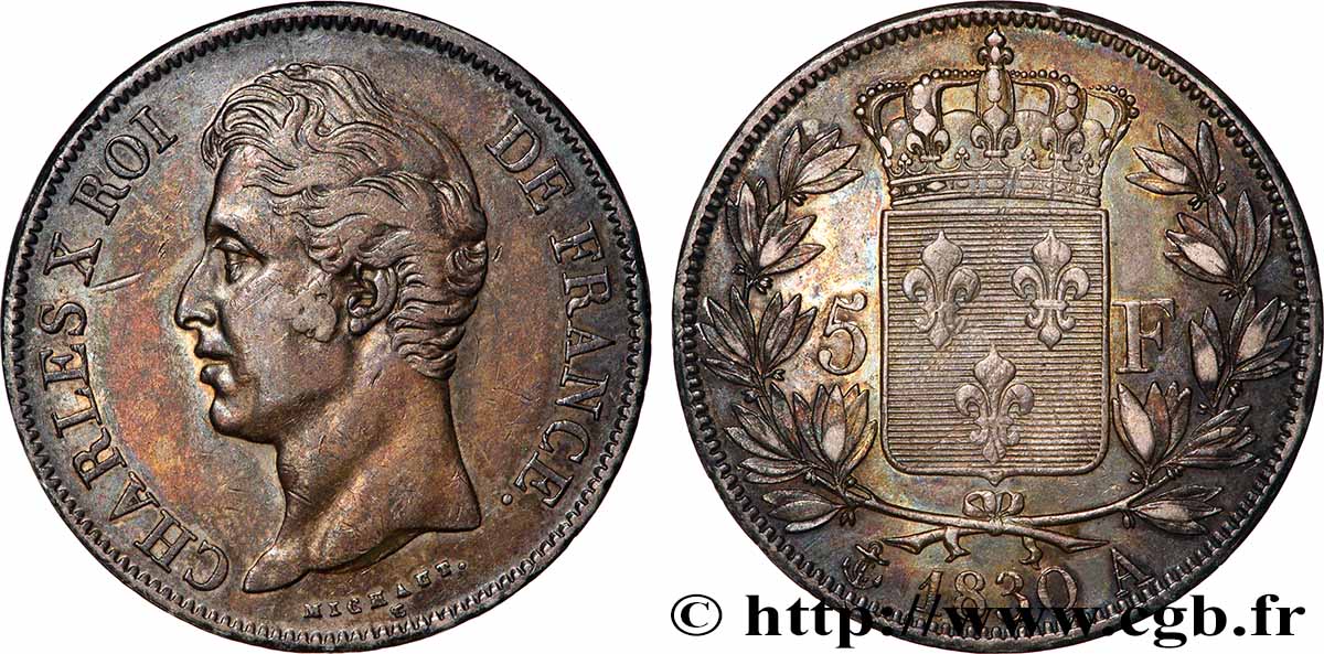 5 francs Charles X, 2e type 1830 Paris F.311/40 XF