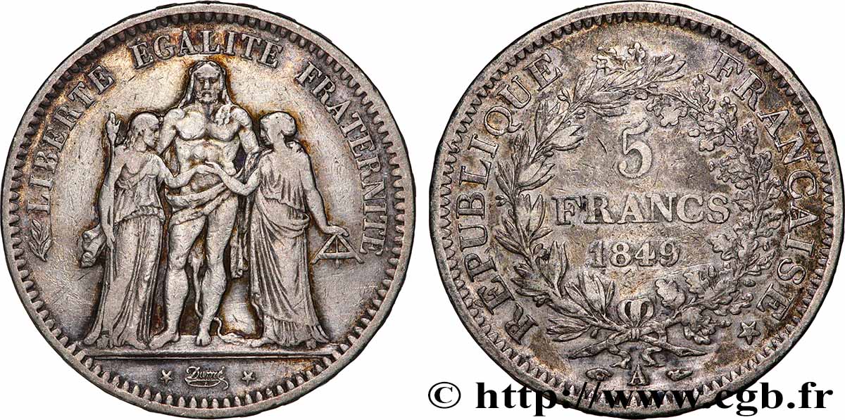 5 francs Hercule, IIe République 1849 Paris F.326/5 q.BB