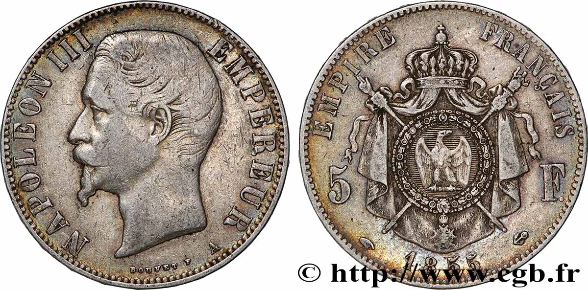 5 francs Napoléon III, tête nue 1855 Paris F.330/3 MB
