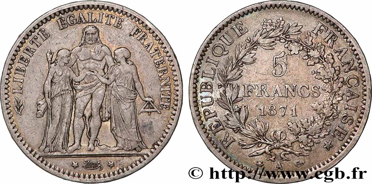5 francs Hercule 1871 Paris F.334/2 fSS