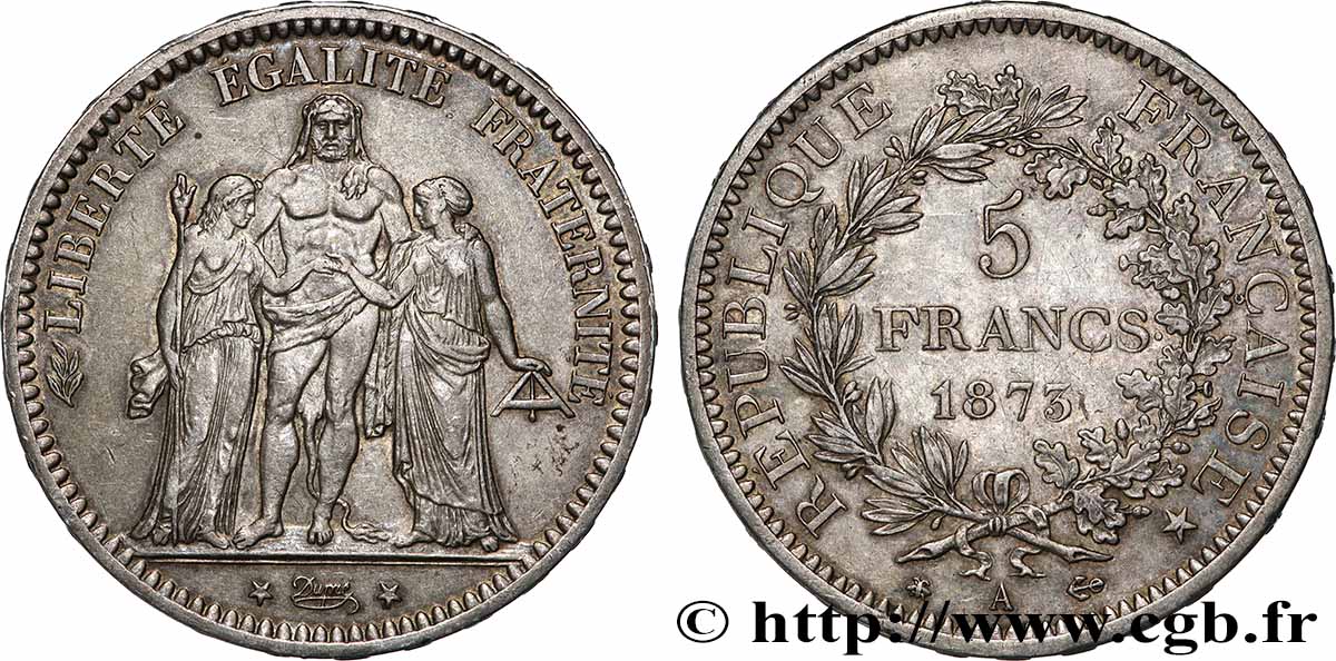 5 francs Hercule 1873 Paris F.334/9 VZ
