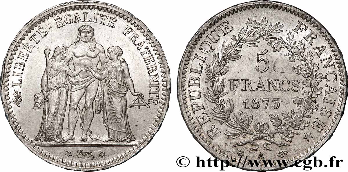 5 francs Hercule 1873 Paris F.334/9 VZ