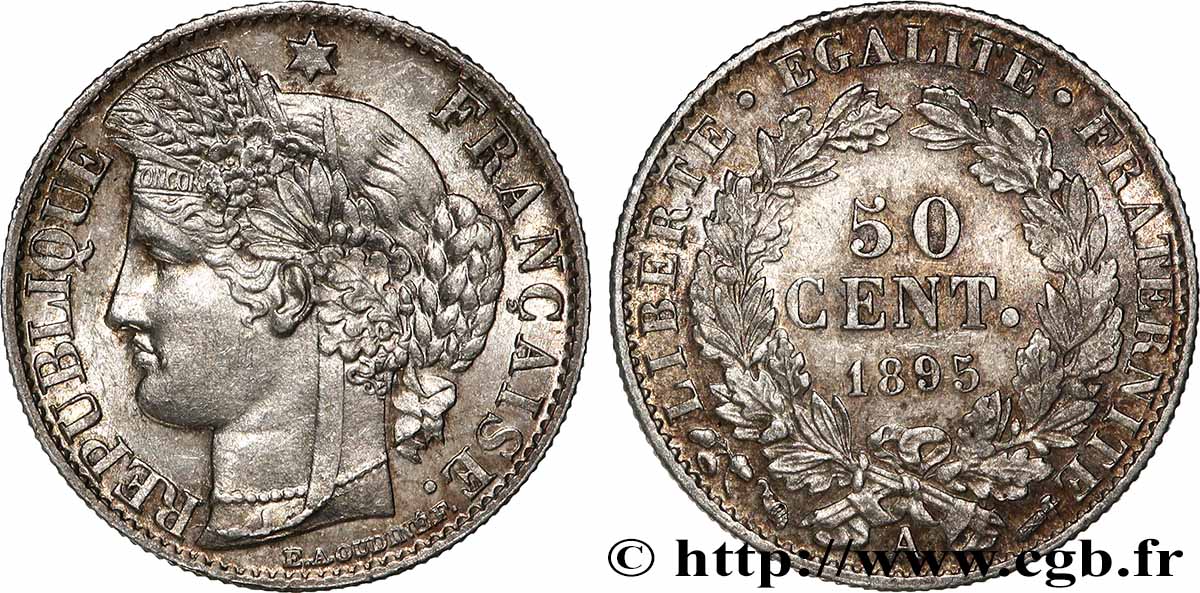 50 centimes Cérès, IIIe République 1895 Paris F.189/16 VZ