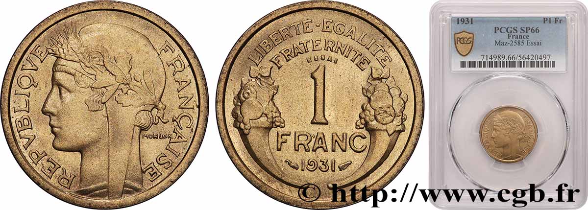 Essai de 1 franc Morlon 1931 F.219/1 FDC66 PCGS