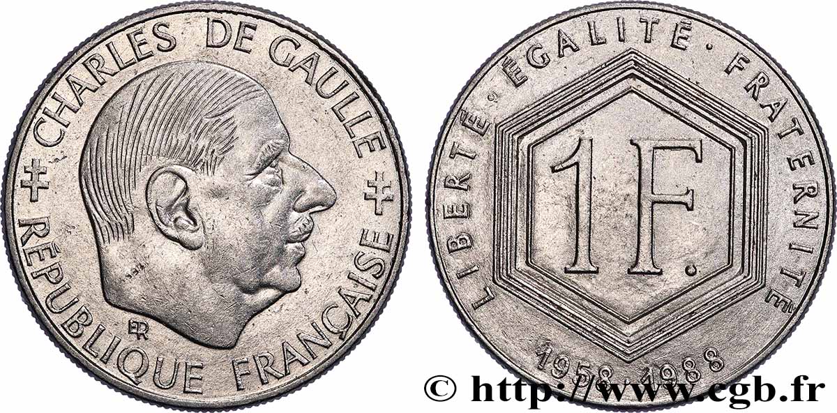 1 franc De Gaulle, sans différents 1988 F.227/3 fVZ