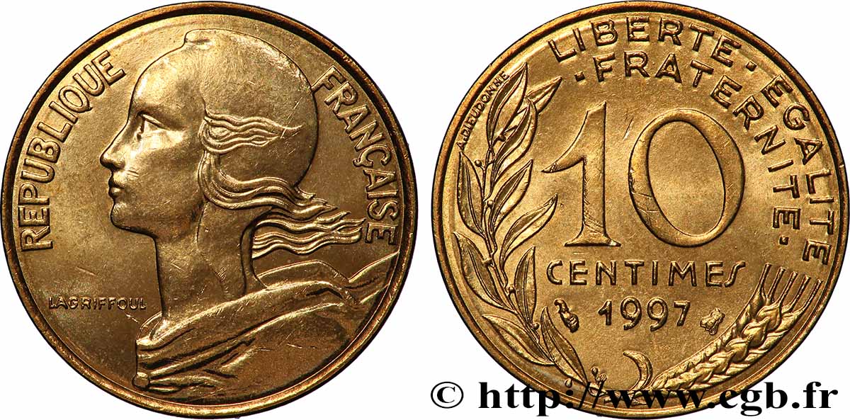 10 centimes Marianne, BU (Brillant Universel) 1997 Pessac F.144/41 fST