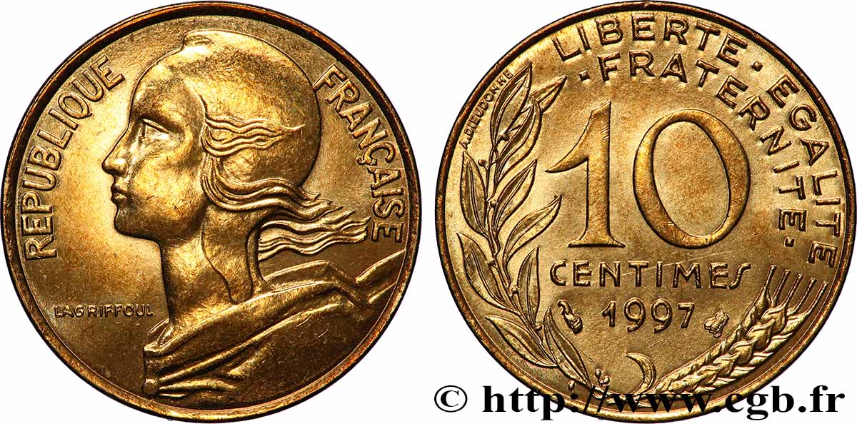 10 centimes Marianne, BU (Brillant Universel) 1997 Pessac F.144/41 SPL