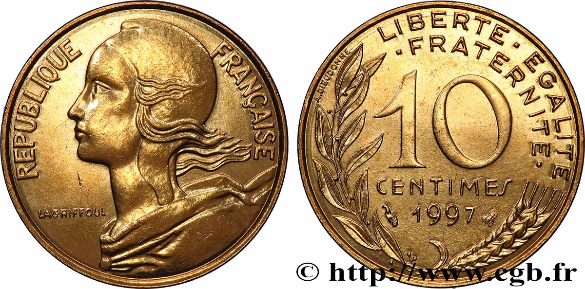 10 centimes Marianne, BU (Brillant Universel) 1997 Pessac F.144/41 MS