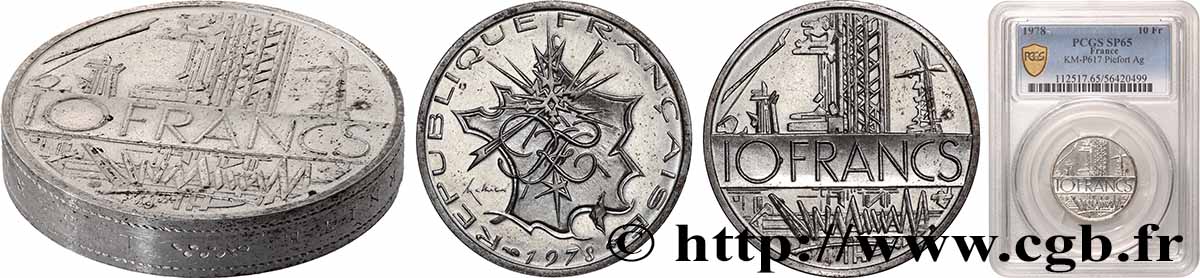 Piéfort argent de 10 francs Mathieu, tranche A 1978 Pessac GEM.186 P2 MS65 PCGS