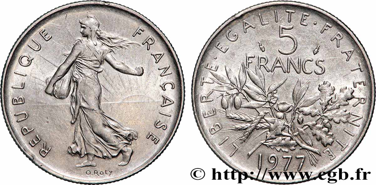 5 francs Semeuse, nickel 1977 Pessac F.341/9 SPL+