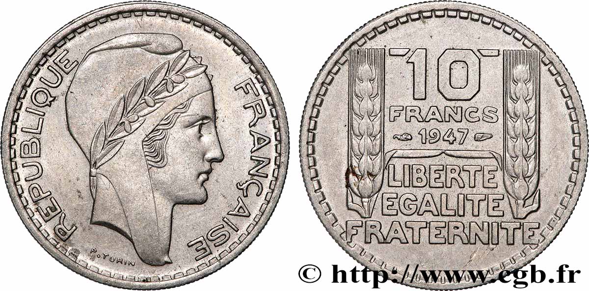 10 francs Turin, petite tête 1947 F.362/1 SPL+