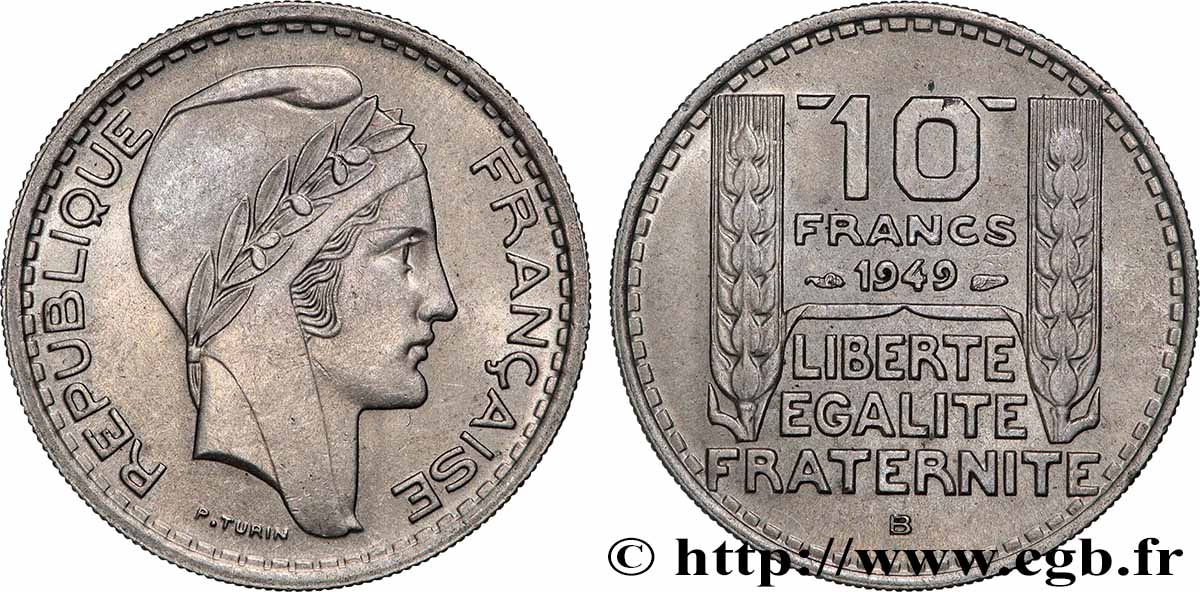 10 francs Turin, petite tête 1949 Beaumont-le-Roger F.362/7 SUP+
