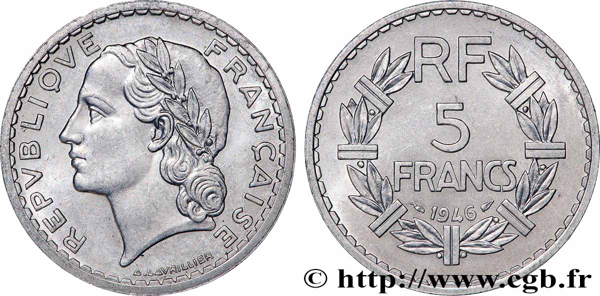 5 francs Lavrillier, aluminium 1946 F.339/6 MS