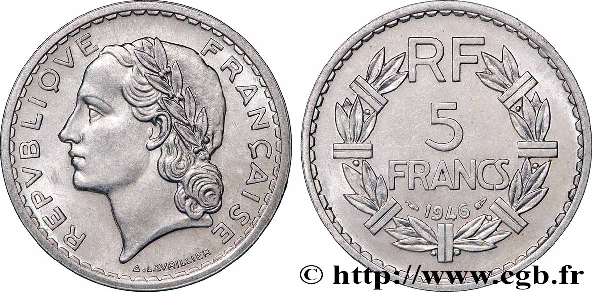 5 francs Lavrillier, aluminium 1946 F.339/6 MS