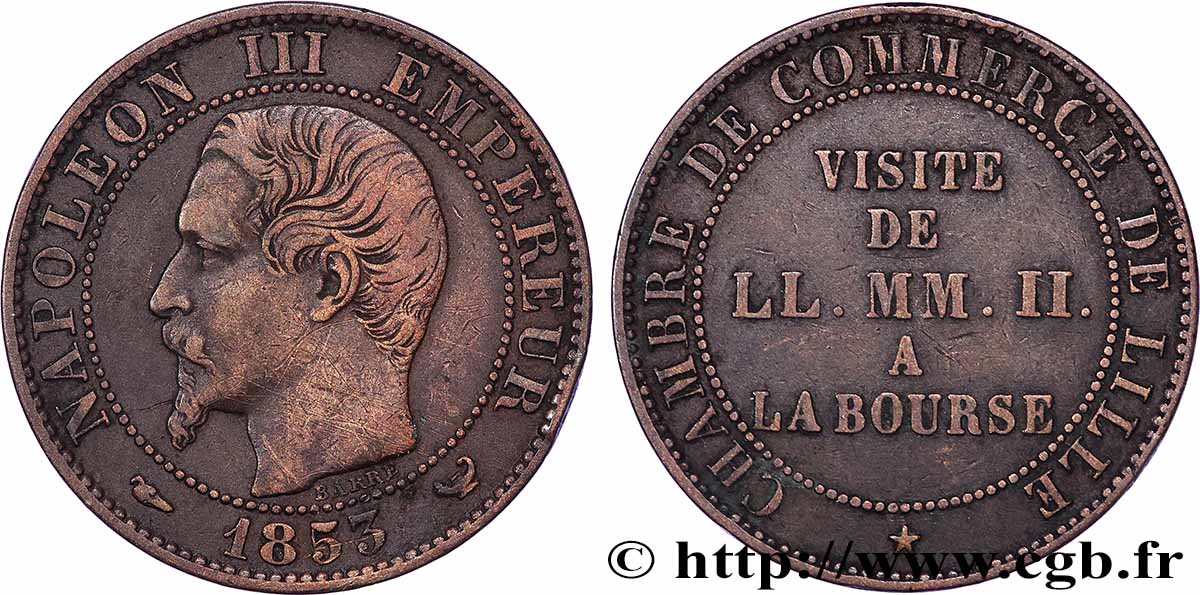Module de cinq centimes, Visite impériale à Lille les 23 et 24 septembre 1853 1853 Lille VG.3367 S