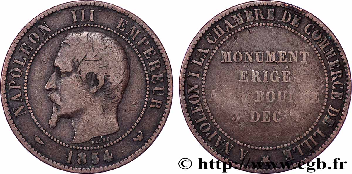 Module de dix centimes, Visite à la chambre de commerce de Lille 1854 Lille VG.3403 TB