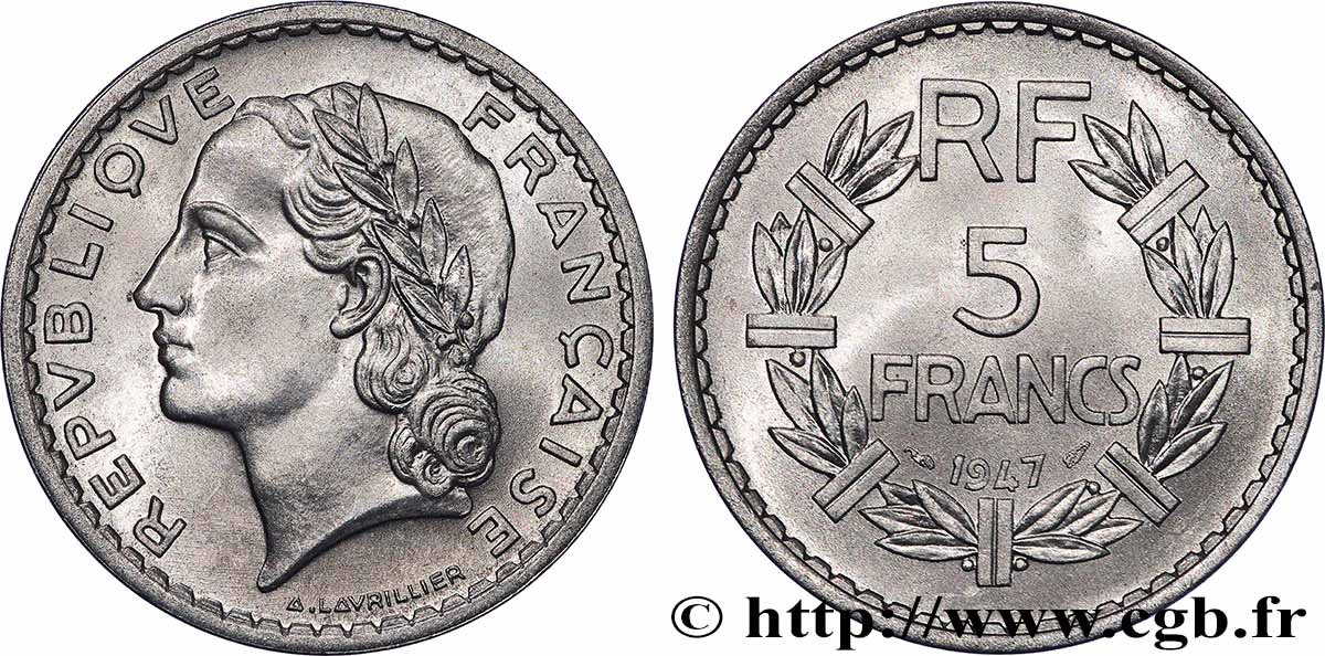 5 francs Lavrillier, aluminium 1947 F.339/9 MS