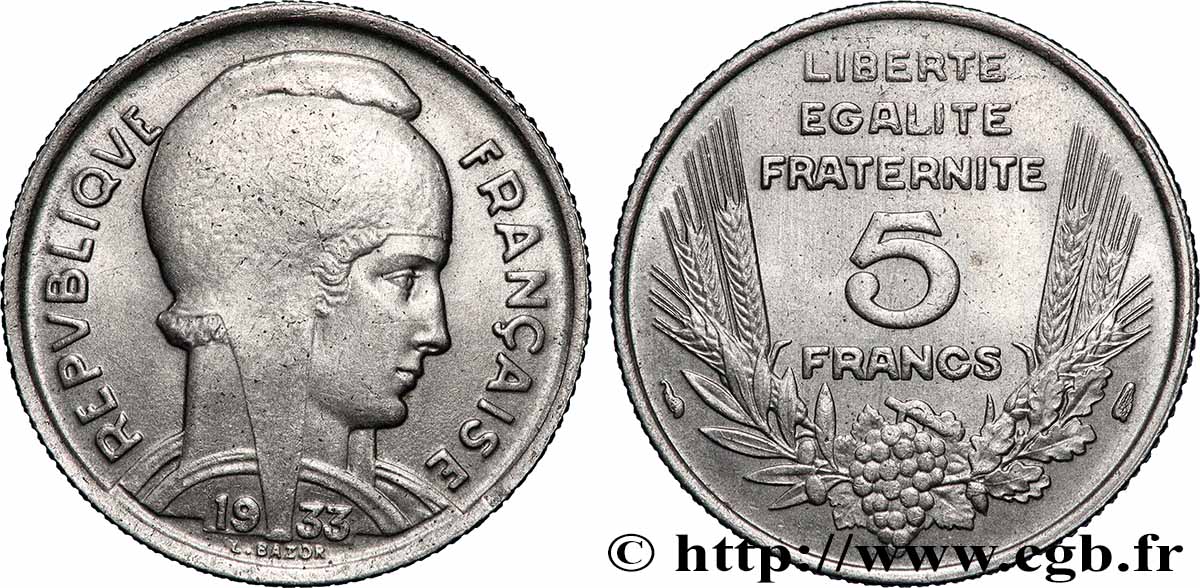 5 francs Bazor 1933 F.335/2 AU
