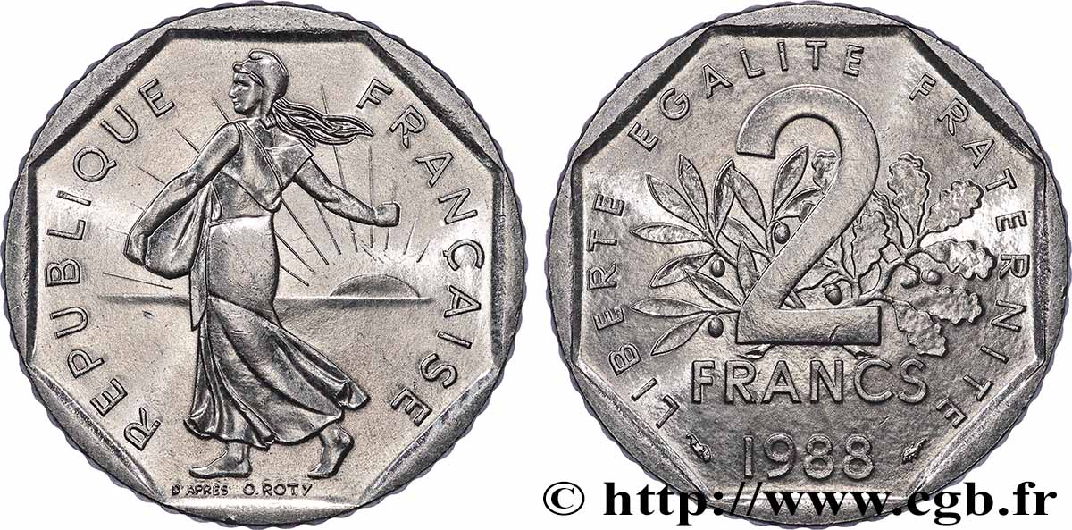 2 francs Semeuse, nickel 1988 Pessac F.272/12 MS